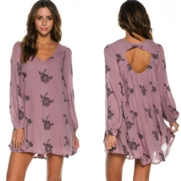 Free People Purple Long Sleeve Emma Dress Size Small - Picture 4 of 6